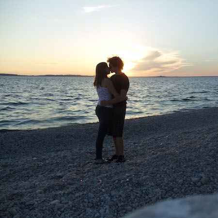 mackinac island beach at sunset